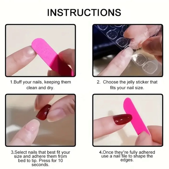 24 Piece Med Length Almond Shape Stick-on Nails, Glossy Mushroom & Dot Design - Picture 2 of 6